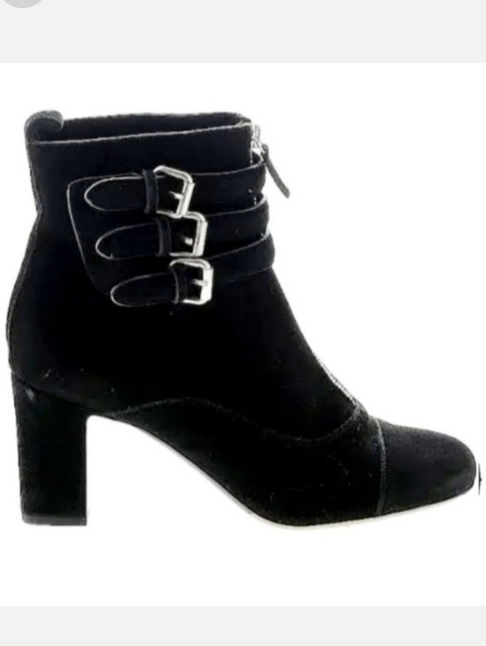 Tabitha Simmons Black Suede Leather Boots Front Zip Buckles Detail Size 40 US 9